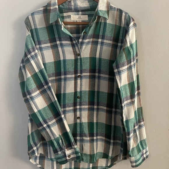Thread & Supply Woman’s Green/Brown Flannel Plaid Button Down Shirt Sz M… - Picture 1 of 4